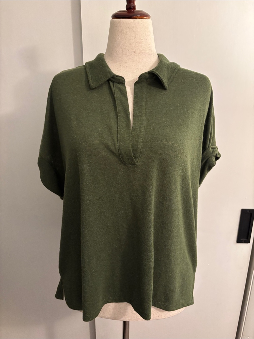Banana Republic Olive Green Polo Knit Top